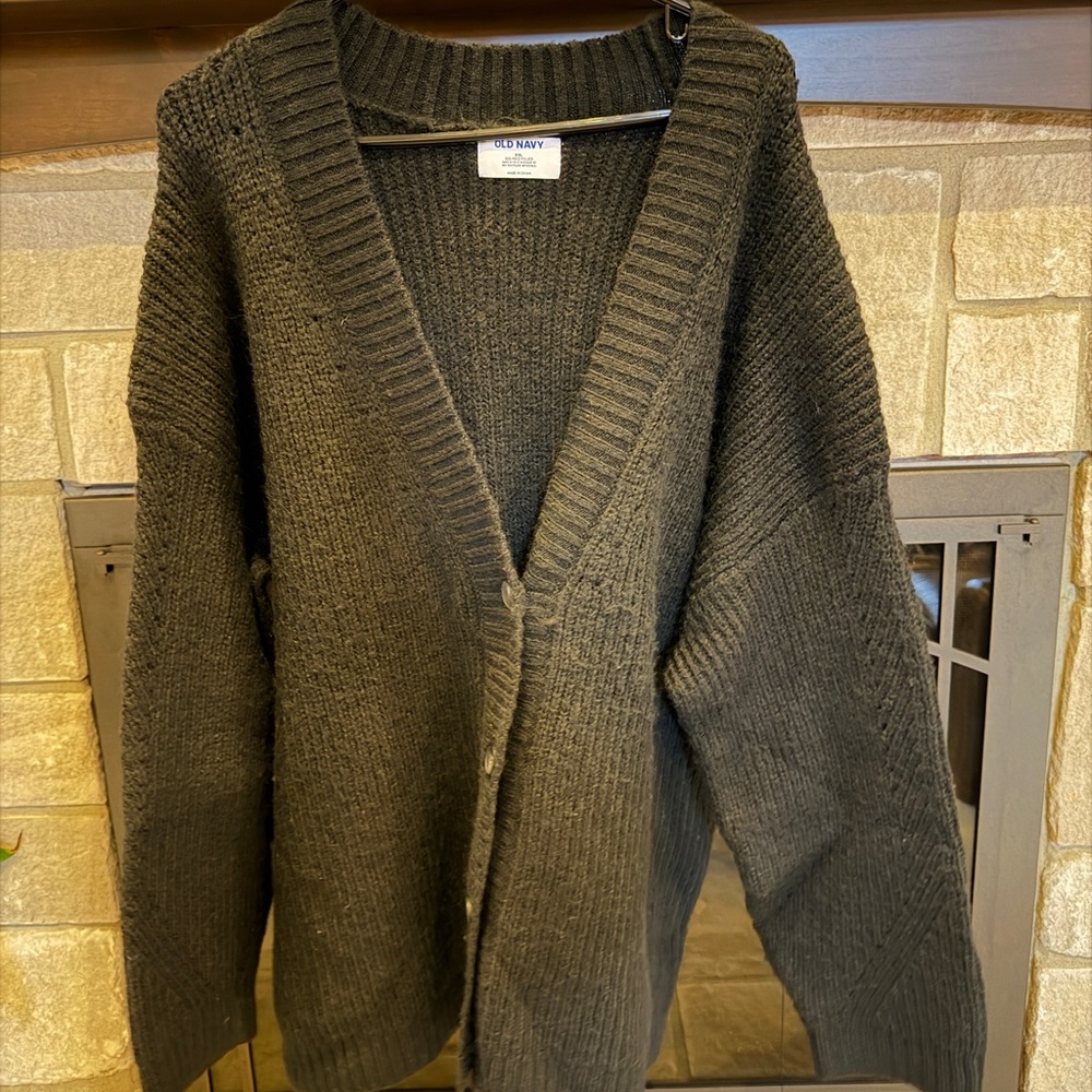 Old Navy Oversized Black V-Neck Cardigan Sweater